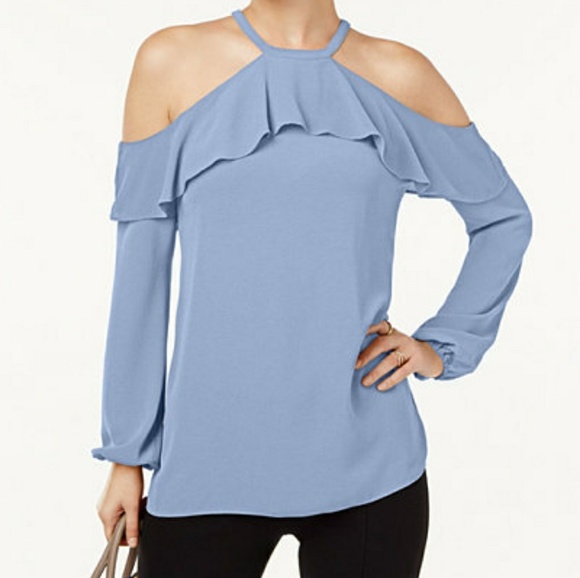 Michael Kors Tops - MK cold sleeve top blue
